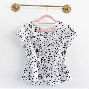 She + Sky Boutique Dot Ruffle Sleeve Peplum Top